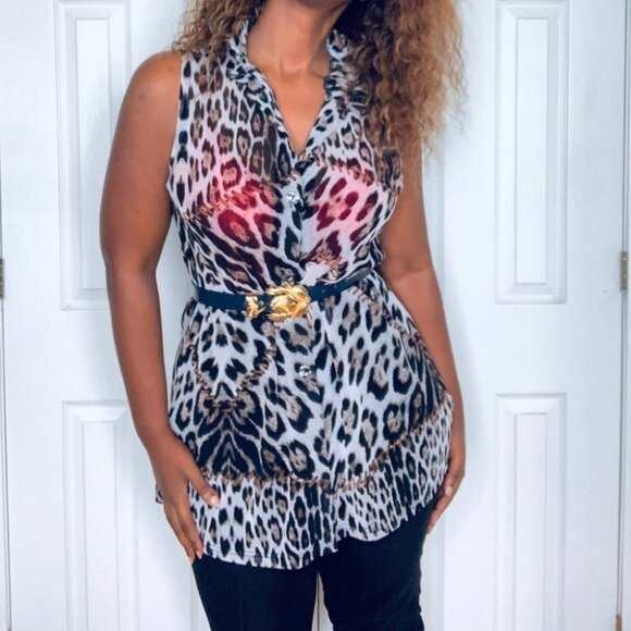 DAME INC. Animal print sleeveless long  top - Picture 3 of 12